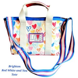 Brighton Red and White Heart Tote Bag. EUC.